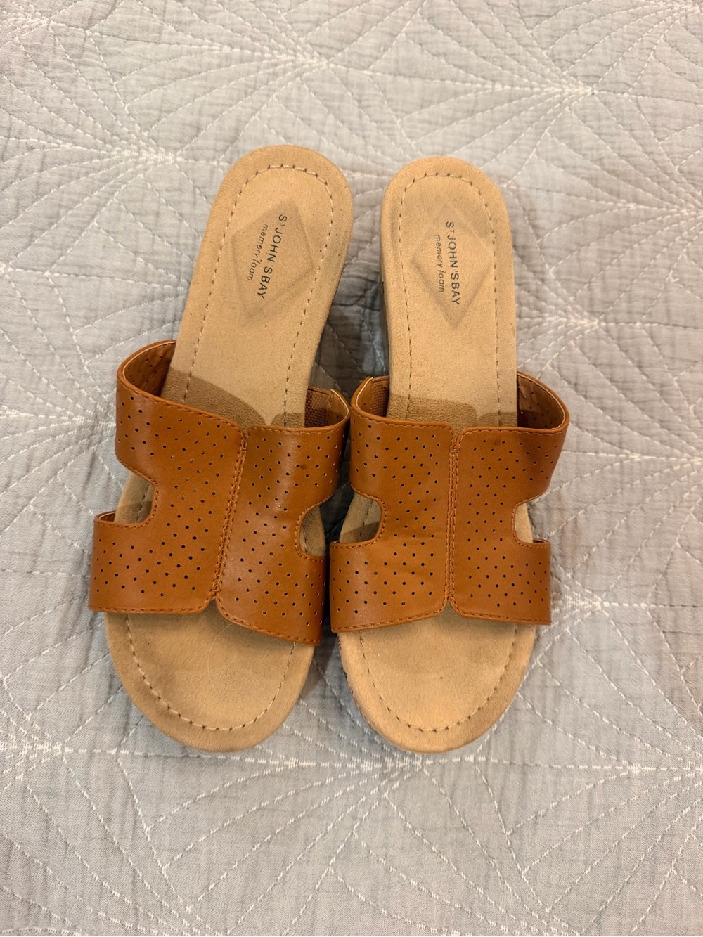 St. John's Bay Cognac Perforated Slide Mules
